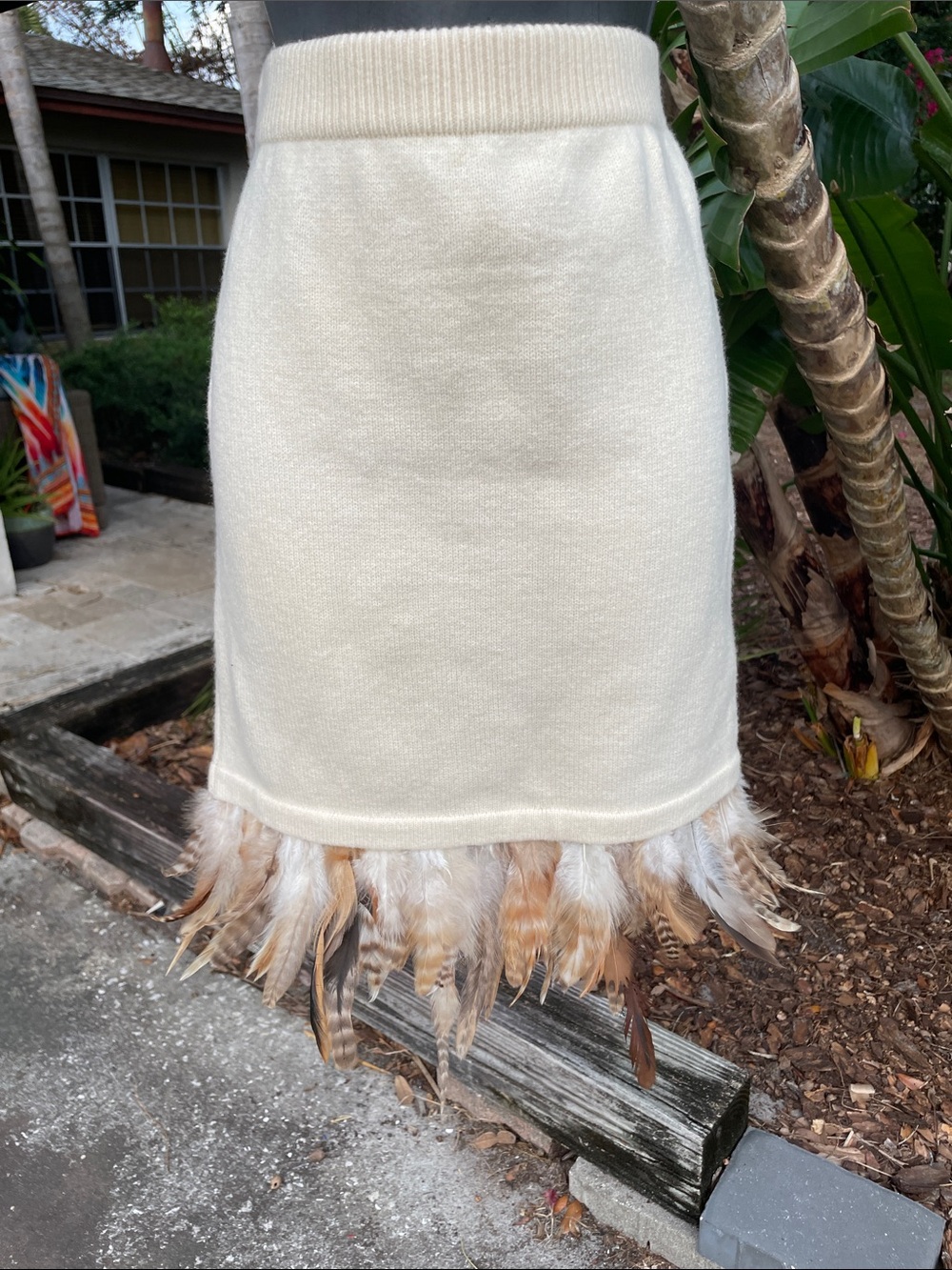 feather trim skirt